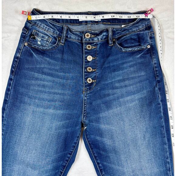 KanCan Curvy Midrise Skinny Denim Jeans Button Fly Distressed Stretch size 9/28 - Picture 3 of 9